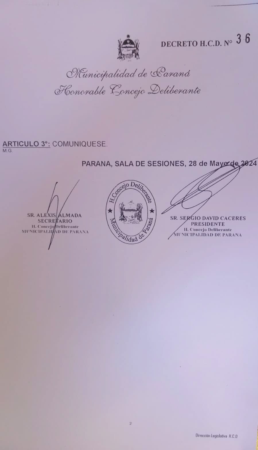 Imagen del documento del HCD 2